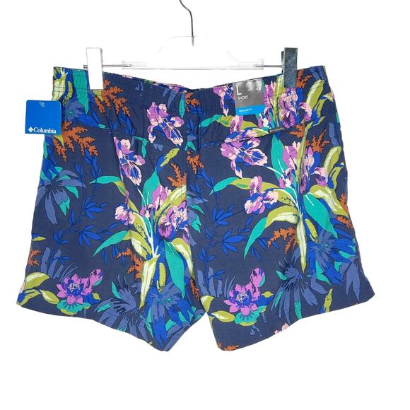 COLUMBIA NWT Walnut River Printed Shorts Nocturnal Magnolia Tropical Size Large - Picture 6 of 12